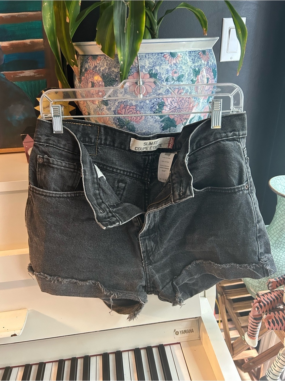Levi’s 516 Black Cut Off Denim Shorts 34 Y2K Grunge Festival Cotton Men’s